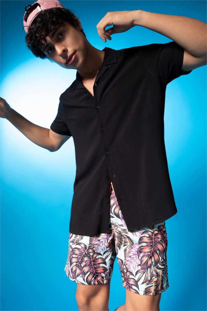 Erkek Mavi Regular Fıt Diz Üstü