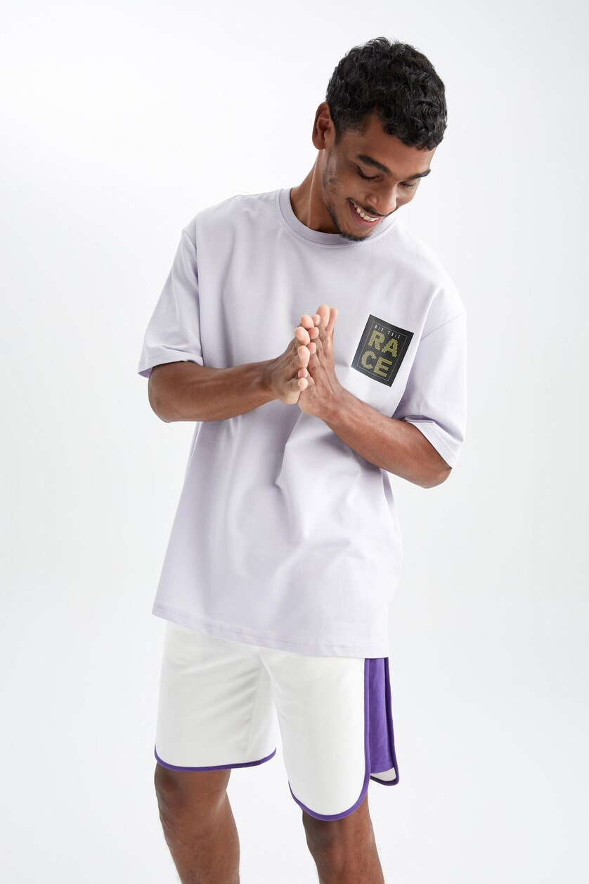 Erkek Ekru Standart Fıt Sweatshirt Kumaşı Şort