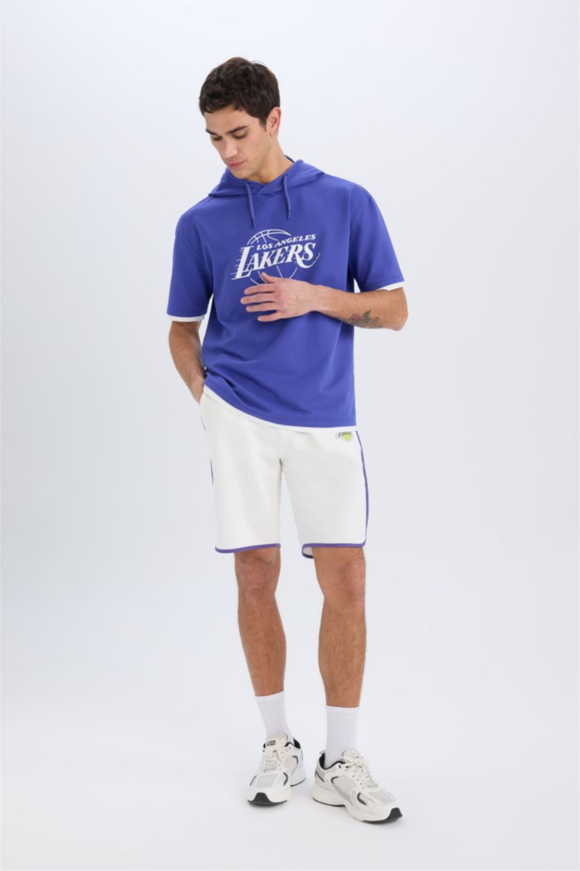 Erkek Ekru NBA Los Angeles Lakers Standart Fit Kısa Paça Şort