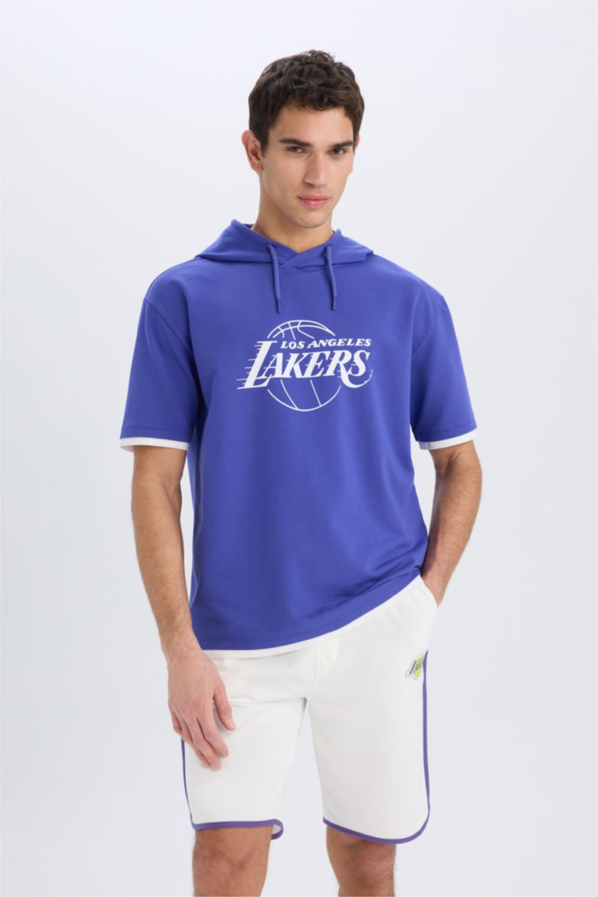 Erkek Ekru NBA Los Angeles Lakers Standart Fit Kısa Paça Şort