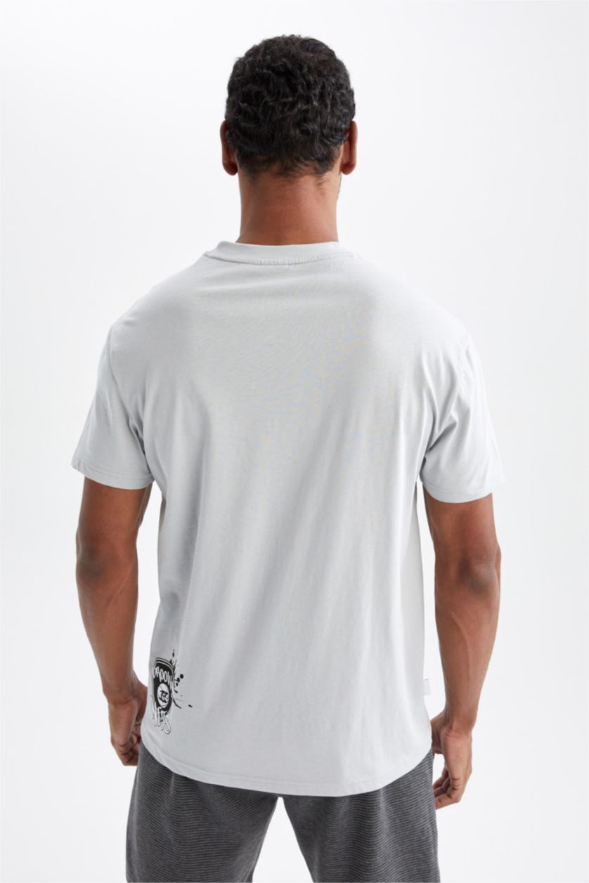 HOMME Gris Clair Defacto Fit NBA Brooklyn Nets T-shirt à col rond coupe régulière sous licence