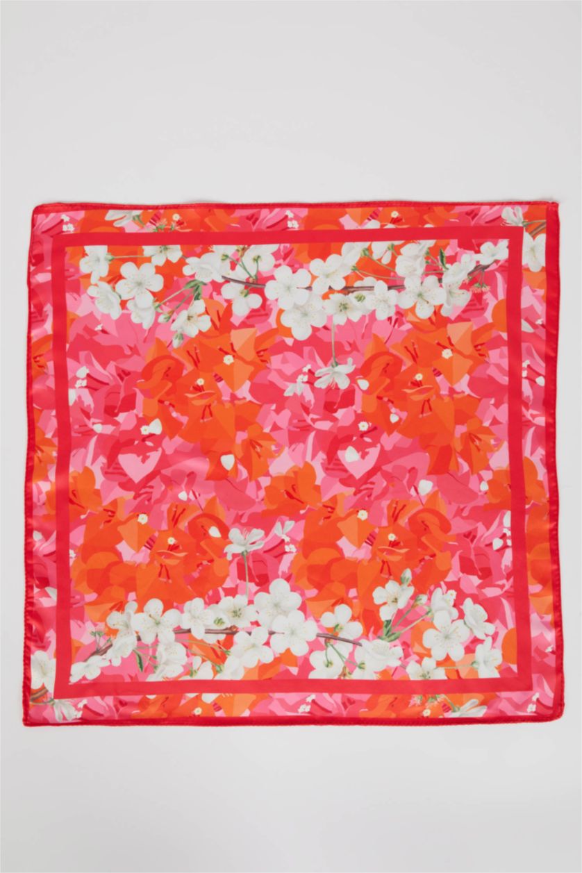 WOMAN Dark Pink Women Marbling Patterned Scarf