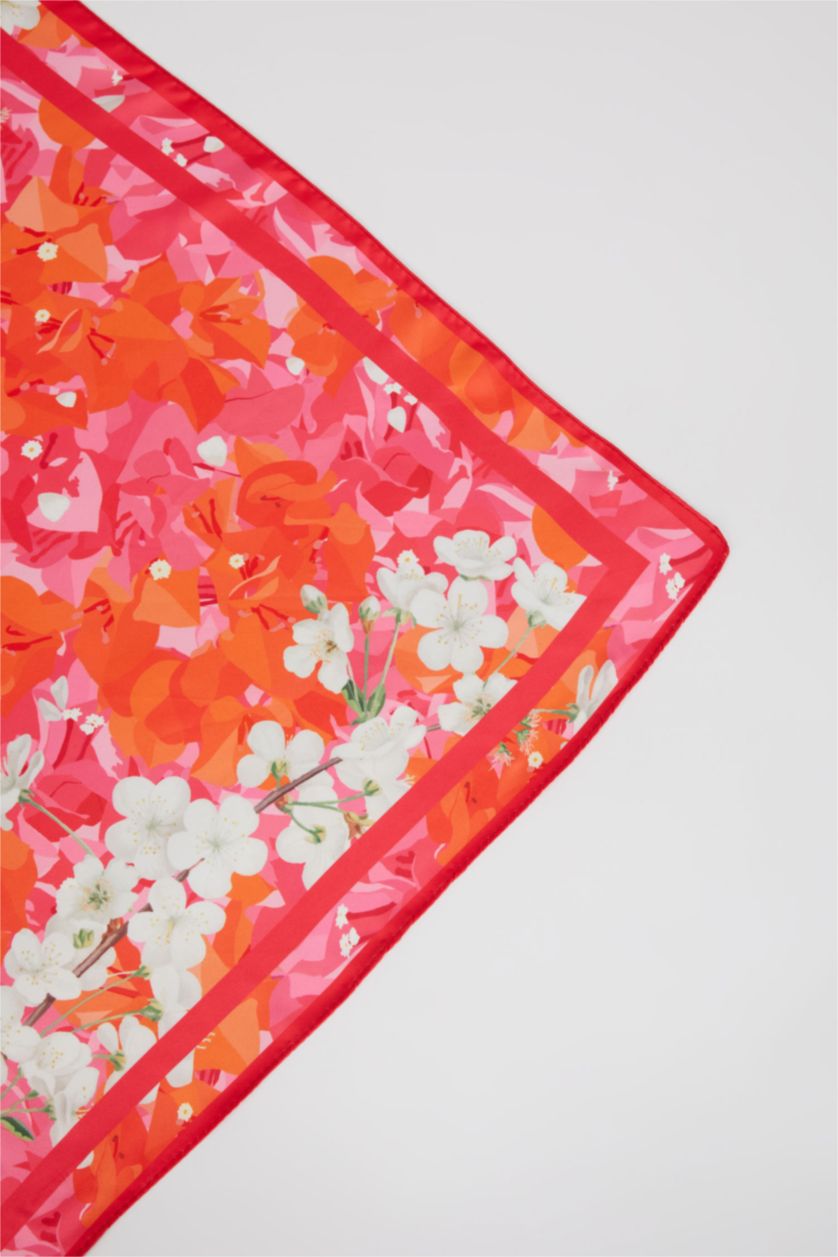 WOMAN Dark Pink Women Marbling Patterned Scarf