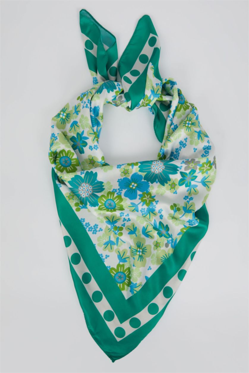 WOMAN Green Floral Printed Shawl