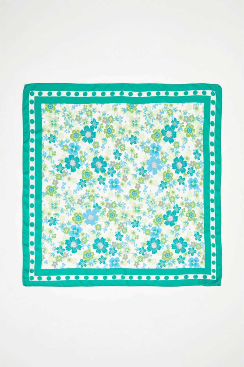 WOMAN Green Floral Printed Shawl