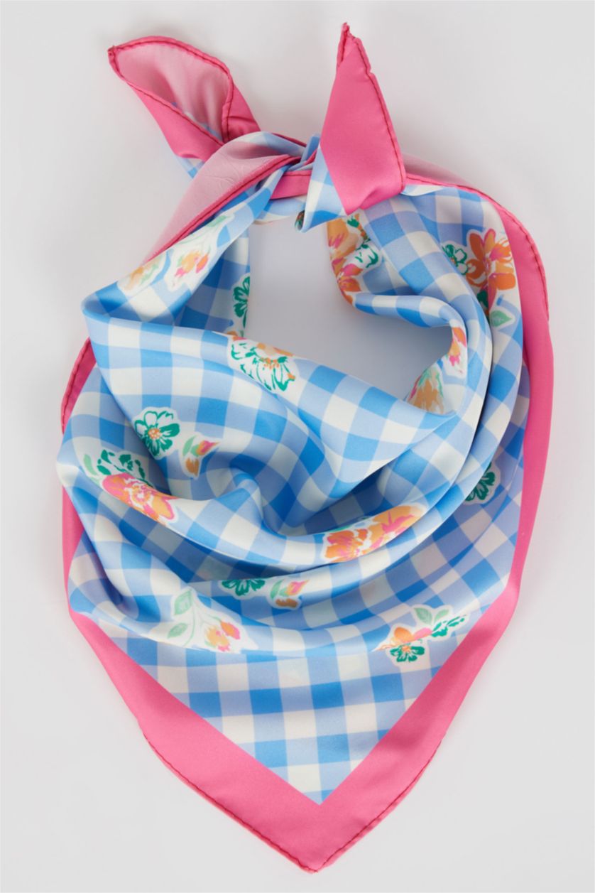 Женщины Голубрй Шаль с цветочным принтом для женщин