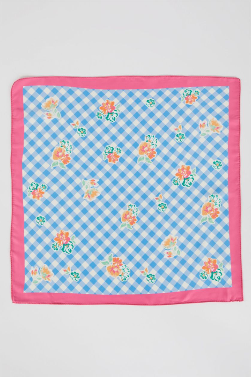 Женщины Голубрй Шаль с цветочным принтом для женщин