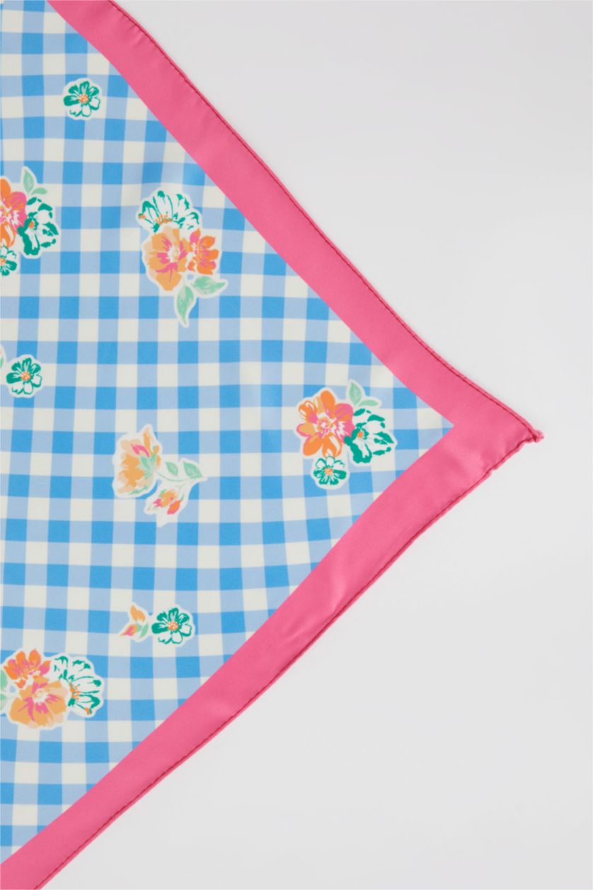 Женщины Голубрй Шаль с цветочным принтом для женщин