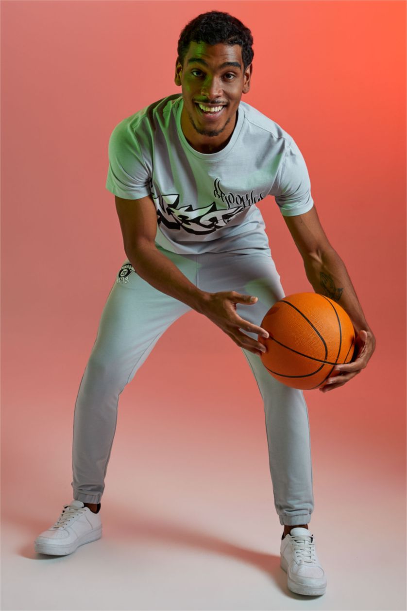 Erkek Açık Gri Slim Fit Sweatshirt Kumaşı Jogger