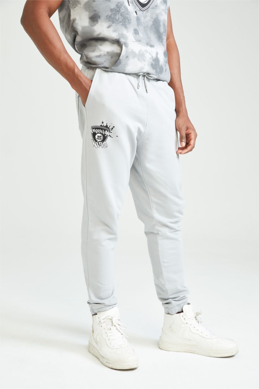 Erkek Açık Gri Slim Fit Sweatshirt Kumaşı Jogger