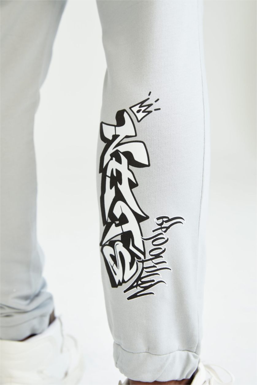 Erkek Açık Gri Slim Fit Sweatshirt Kumaşı Jogger