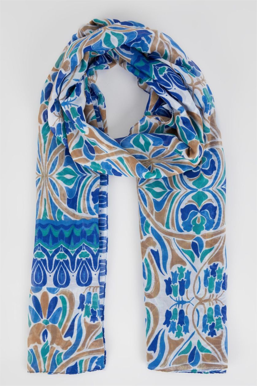 Kadın Mavi Kadın Desenli Şal
