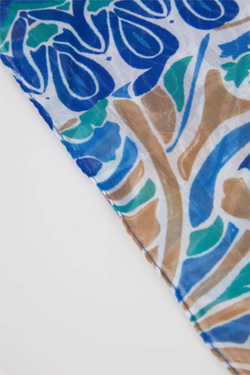 Kadın Mavi Kadın Desenli Şal