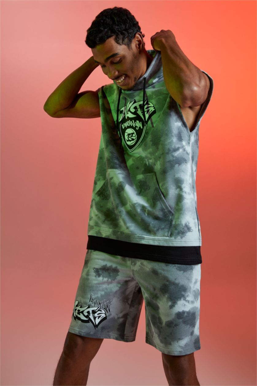 MAN Light Grey Defacto Fit NBA Brooklyn Nets Licensed Thin Fabric Shorts