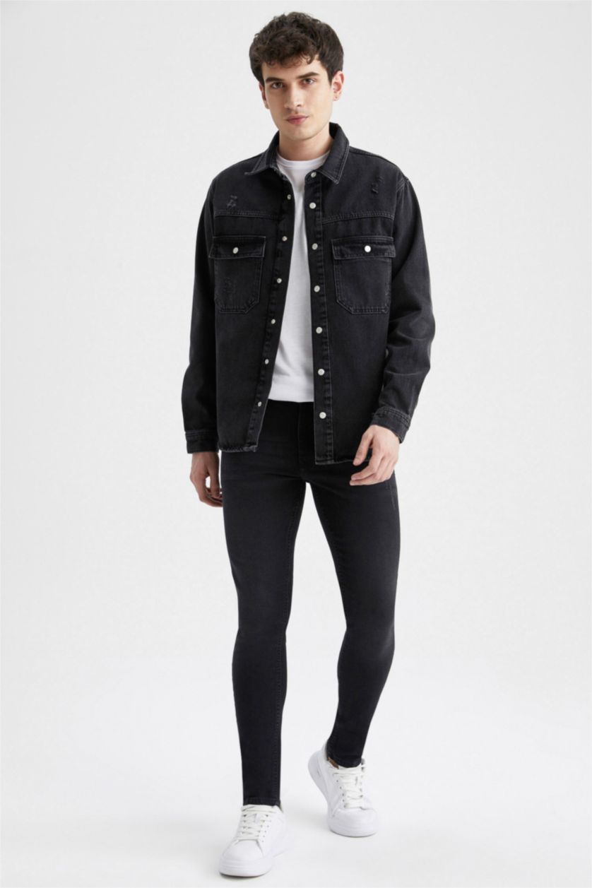 HOMME Noir Chemise À Manches Longues En Tricot Double Poche