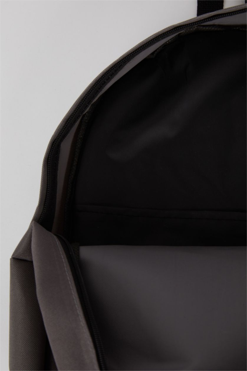 MAN Grey Unisex Text Printed Large School Backpack