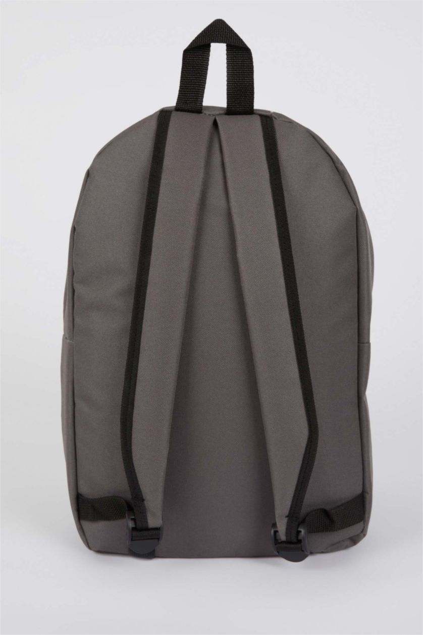 MAN Grey Unisex Text Printed Large School Backpack