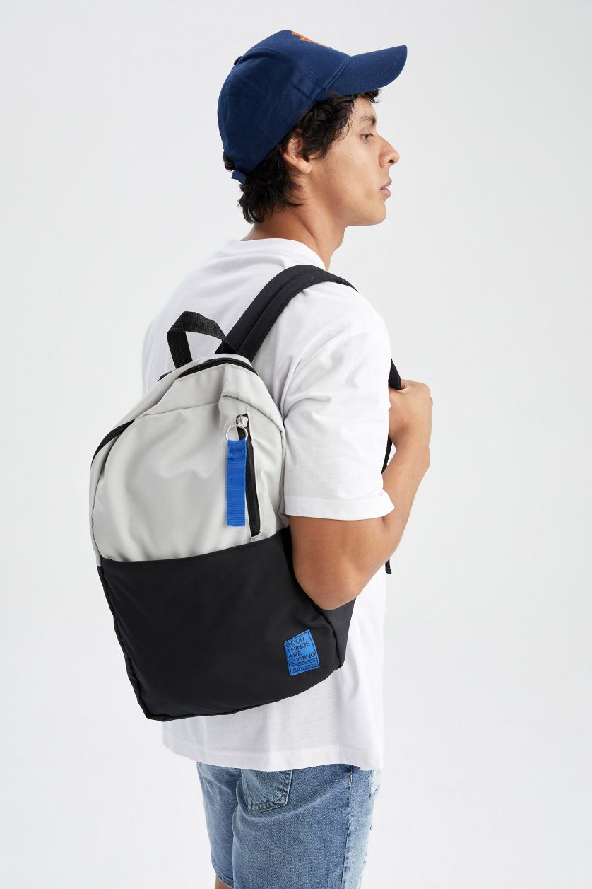 Erkek Gri Unisex Renk Bloklu Okul Sırt Çantası