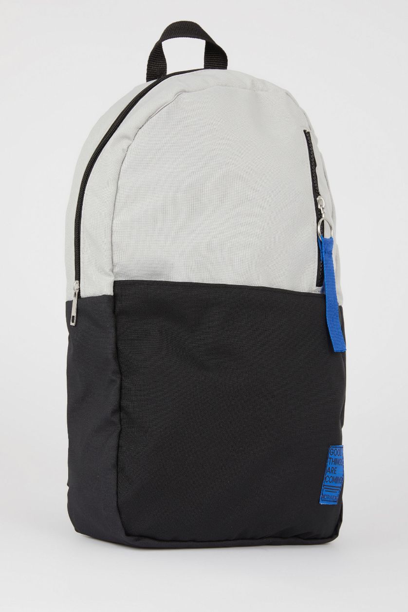 Erkek Gri Unisex Renk Bloklu Okul Sırt Çantası