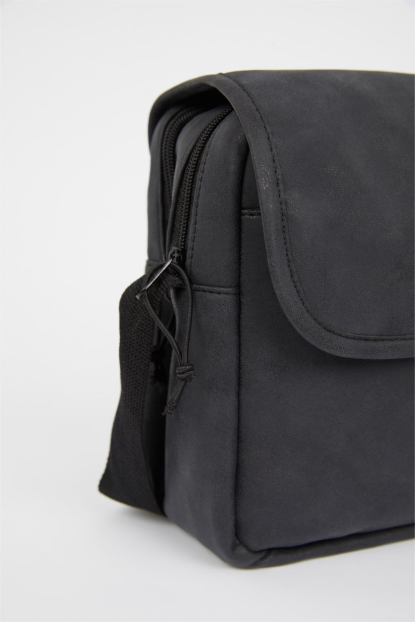 HOMME Noir Grand sac à bandoulière en similicuir pour hommes