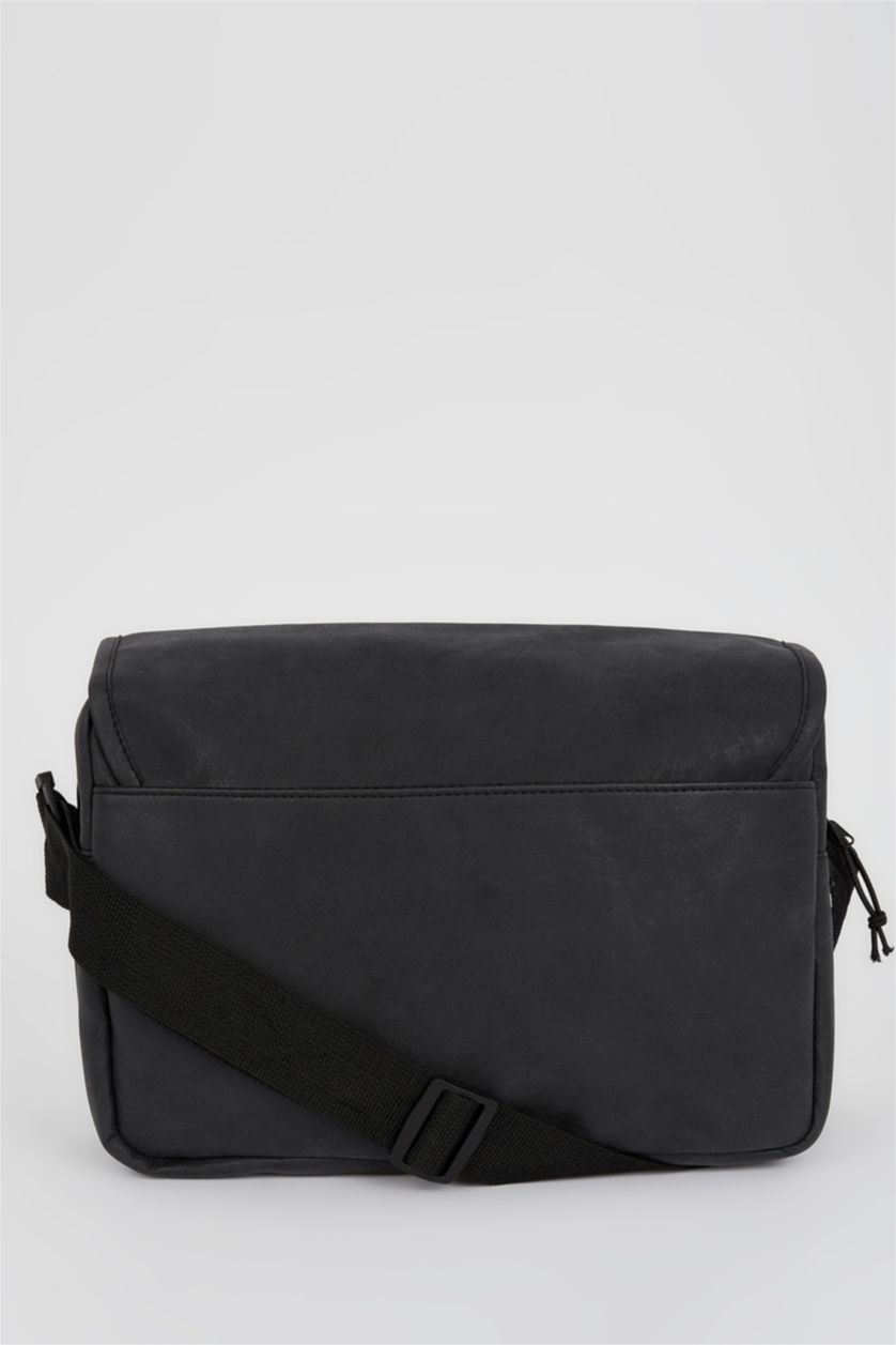 HOMME Noir Grand sac à bandoulière en similicuir pour hommes
