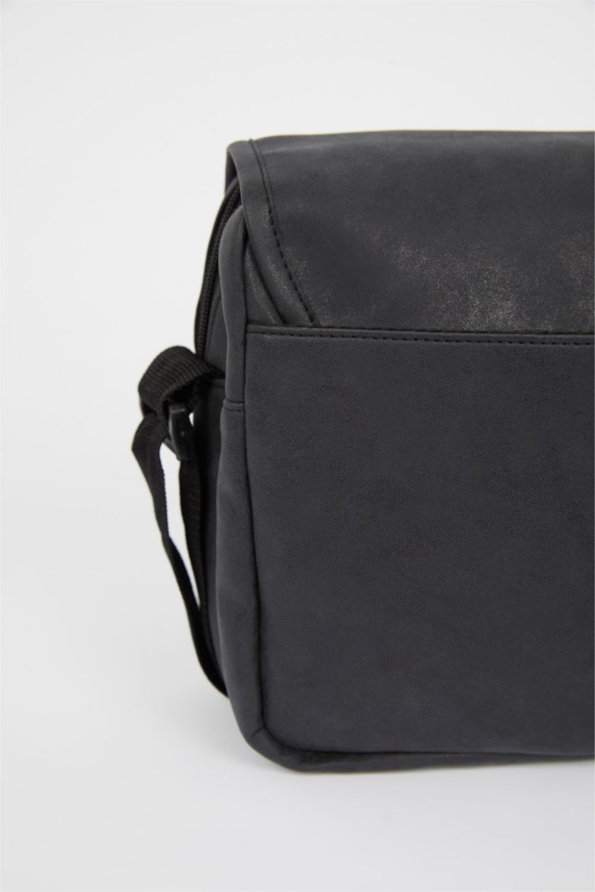 HOMME Noir Grand sac à bandoulière en similicuir pour hommes