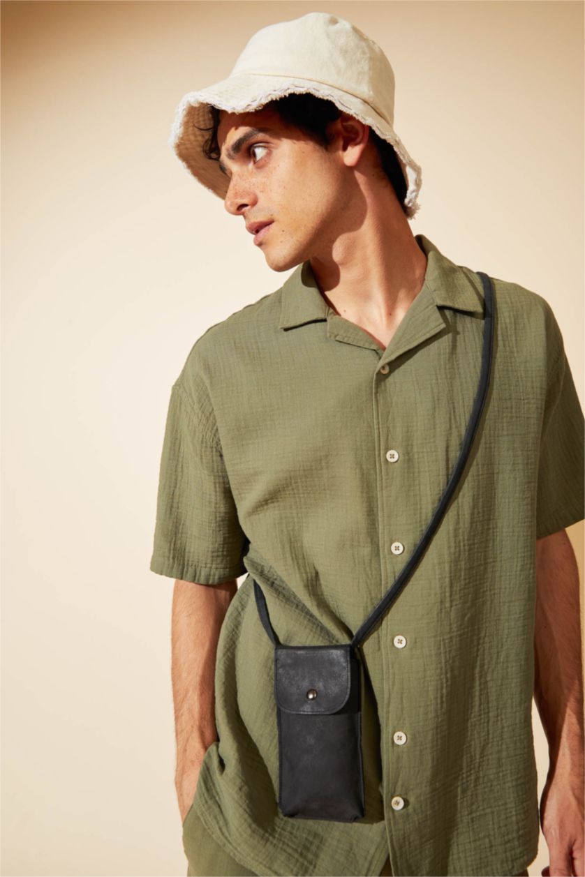 HOMME Noir Sac à bandoulière de téléphone pour Homme