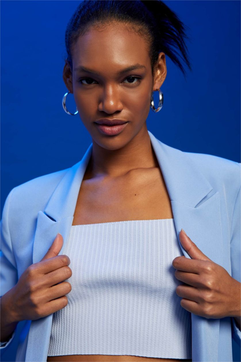 FEMME Bleu Veste blazer coupe oversize à poche et fente simple