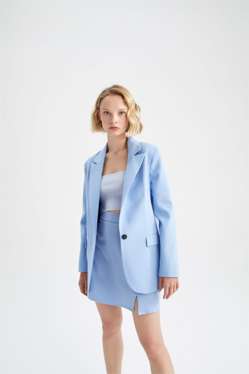 FEMME Bleu Veste blazer coupe oversize à poche et fente simple