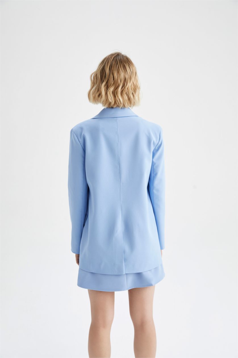 FEMME Bleu Veste blazer coupe oversize à poche et fente simple