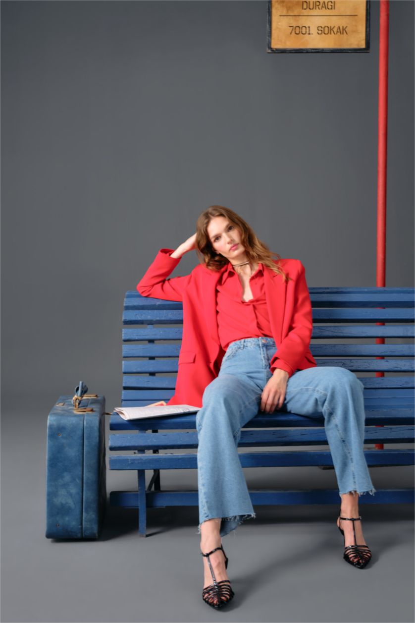 Женщины Красный Блейзер оверсайз