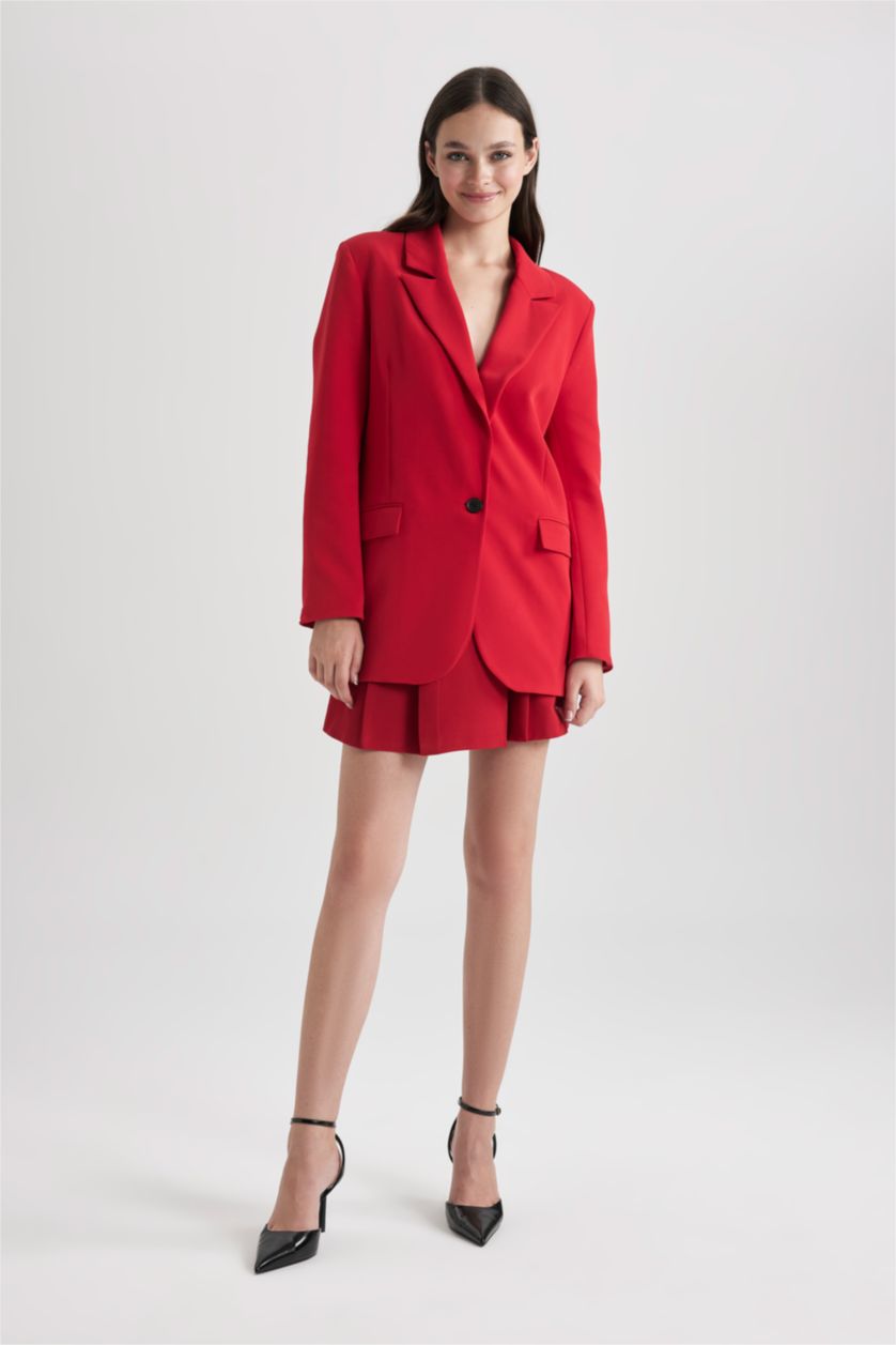 Женщины Красный Блейзер оверсайз