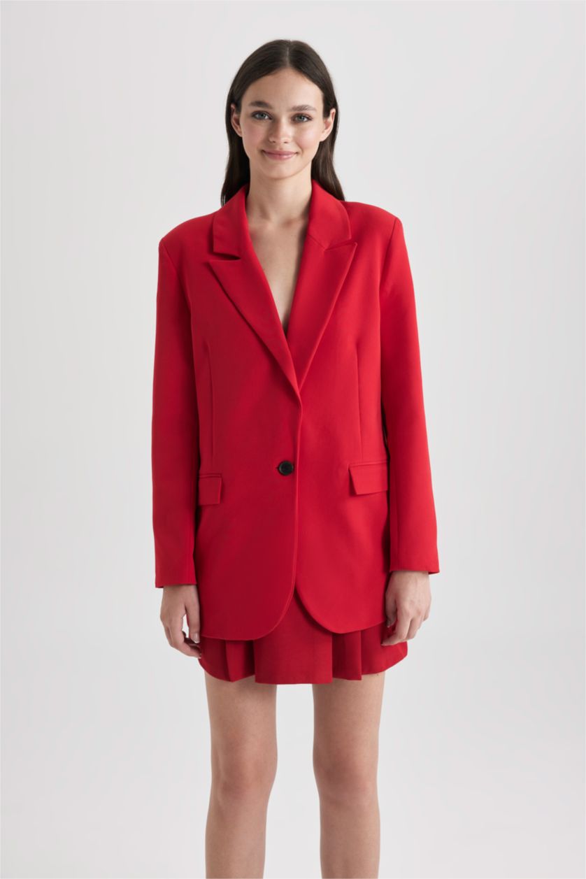 Женщины Красный Блейзер оверсайз