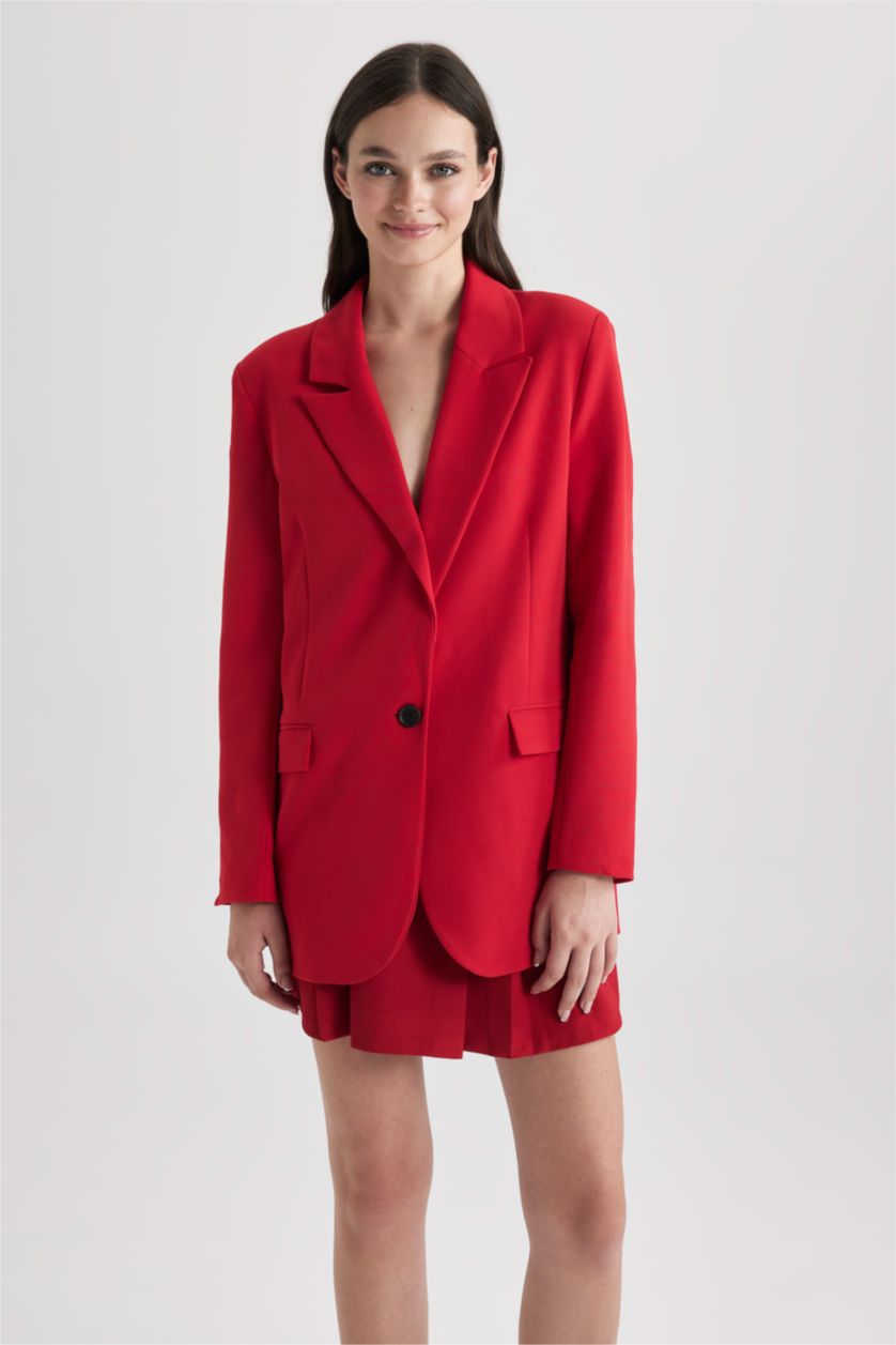 Женщины Красный Блейзер оверсайз