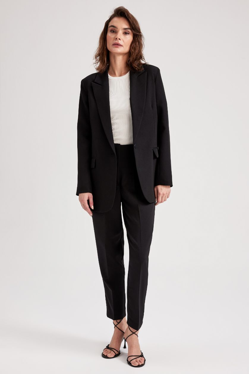 FEMME Noir Blazer Double Face Coupe Oversize