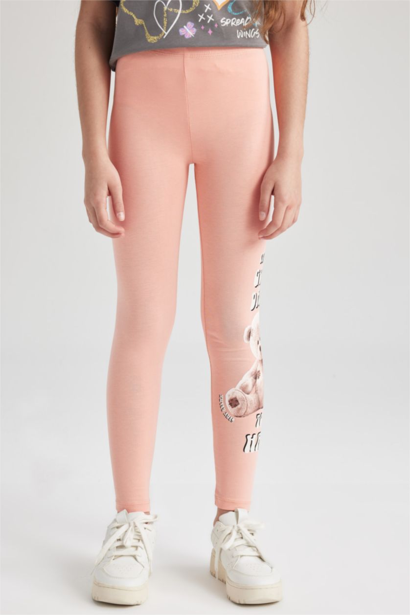 GIRLS & TEENS Salmon Girl Slim Fit Bear Printed Leggings