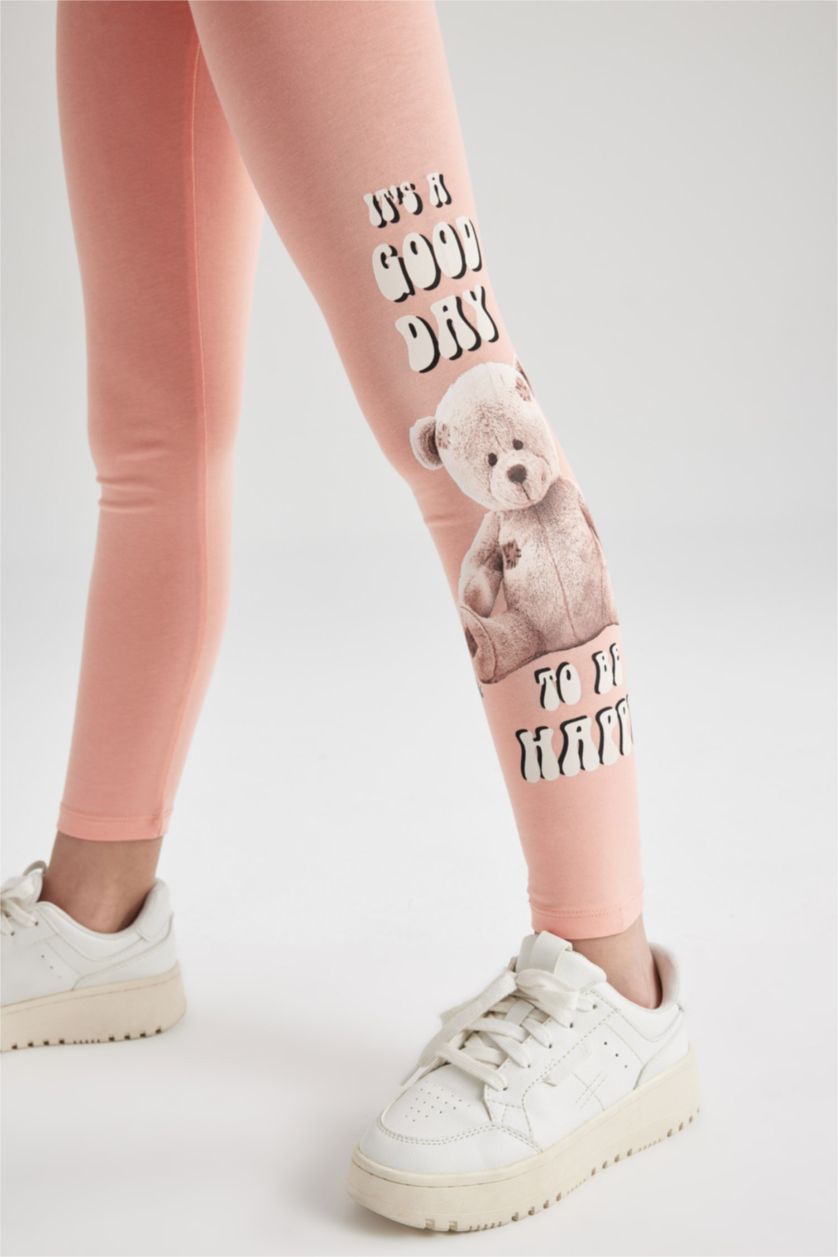 GIRLS & TEENS Salmon Girl Slim Fit Bear Printed Leggings