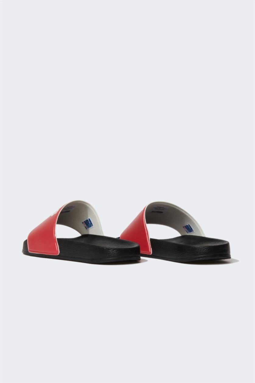 MAN Black Man Chicago Bulls Licensed Flat Sole Slipper