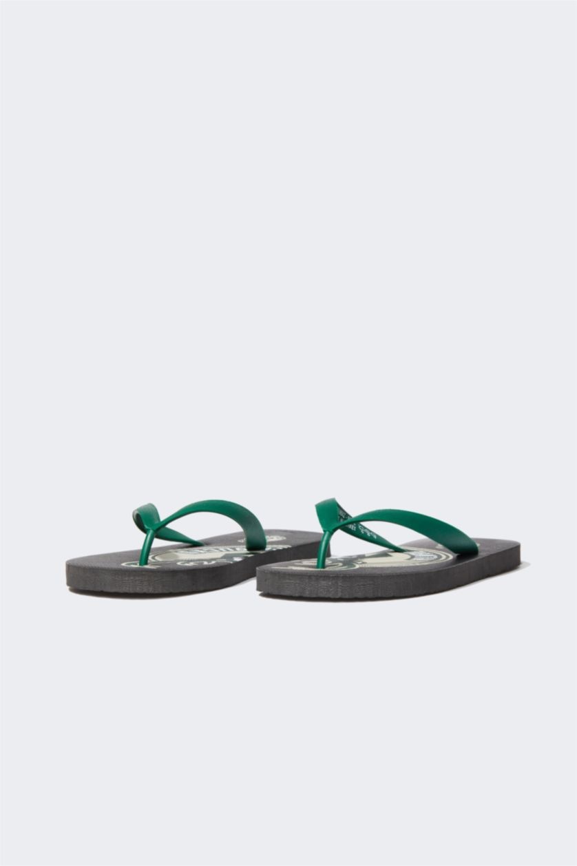 MAN Beige Man NBA Milwaukee Bucks Licensed Flat Sole Flip flops