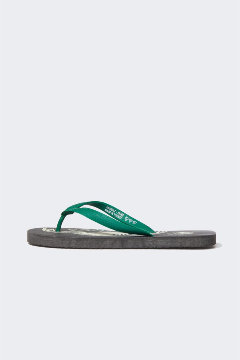 MAN Beige Man NBA Milwaukee Bucks Licensed Flat Sole Flip flops