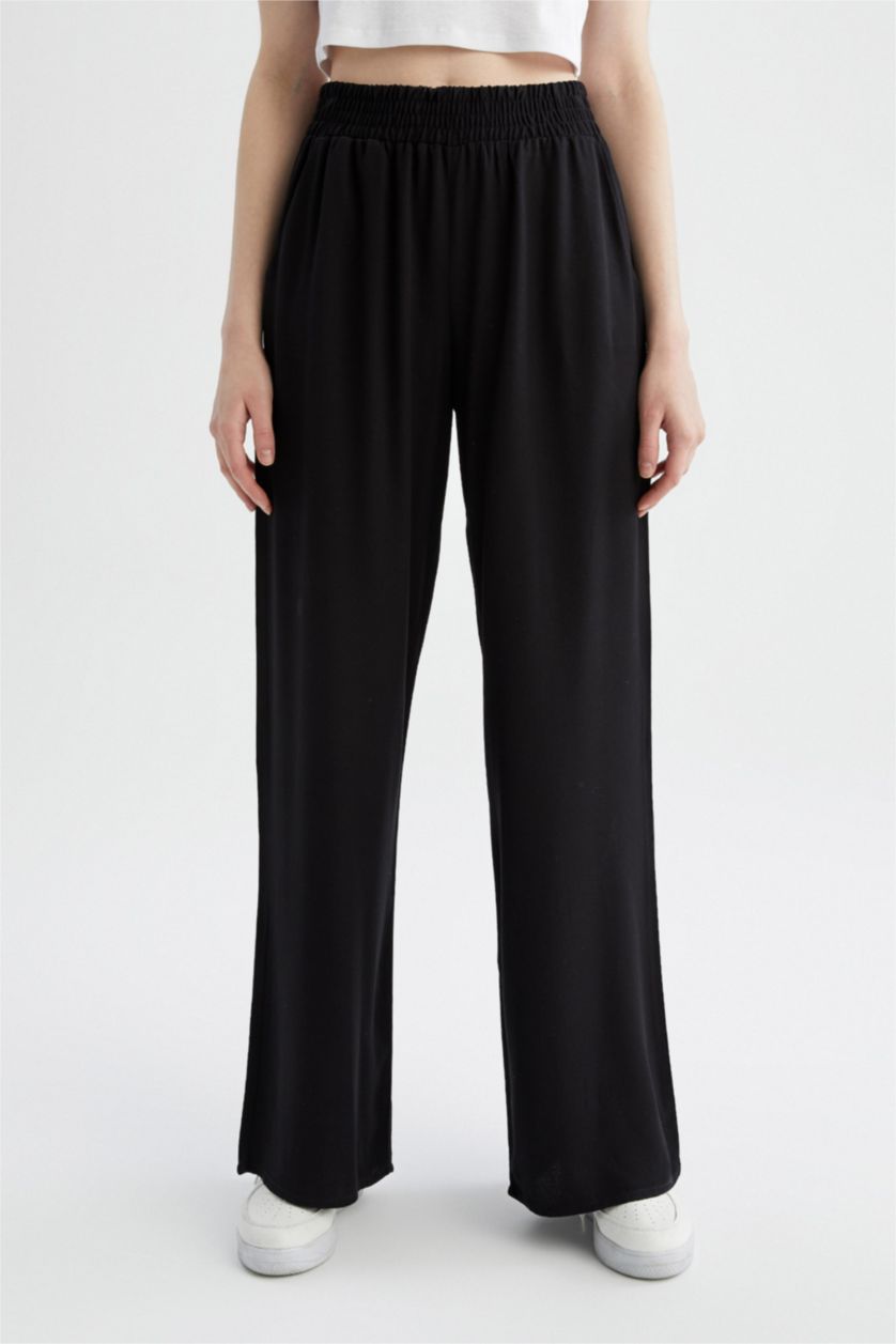 WOMAN Black High Waisted Viscose Culottes