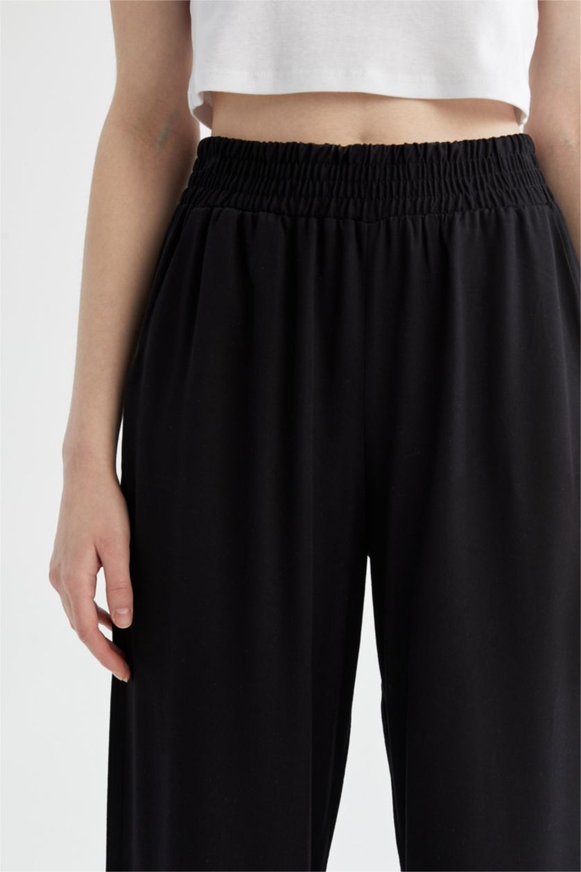 WOMAN Black High Waisted Viscose Culottes
