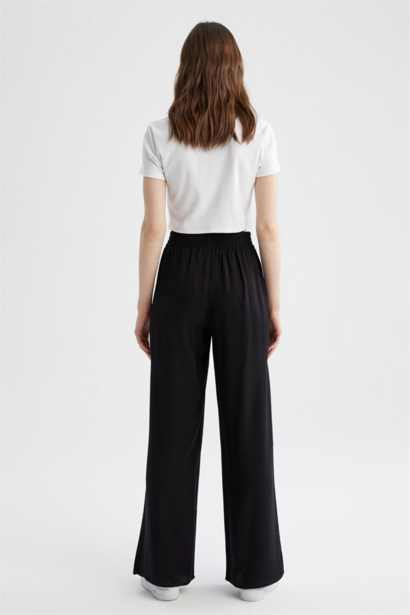 WOMAN Black High Waisted Viscose Culottes