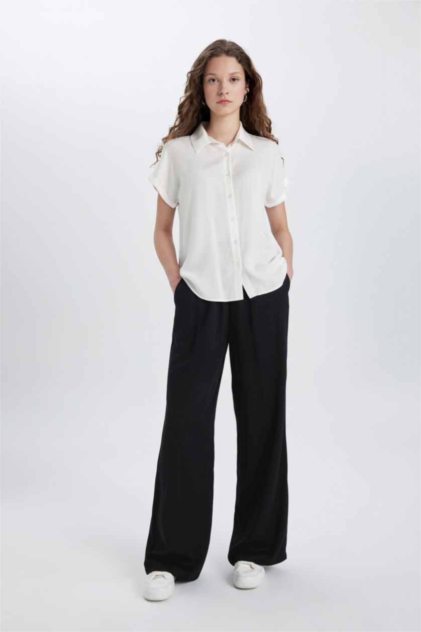 FEMME Noir Pantalon Viscose Avec Poches