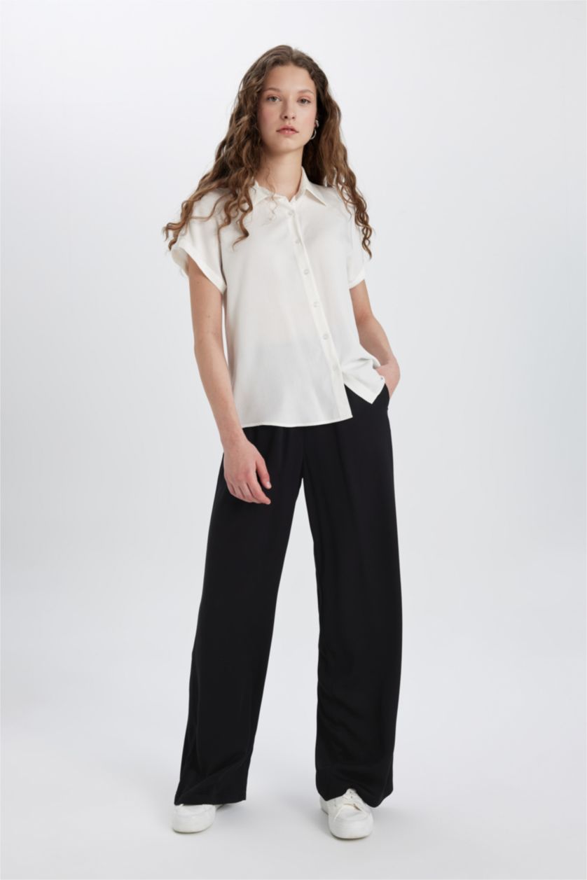 FEMME Noir Pantalon Viscose Avec Poches