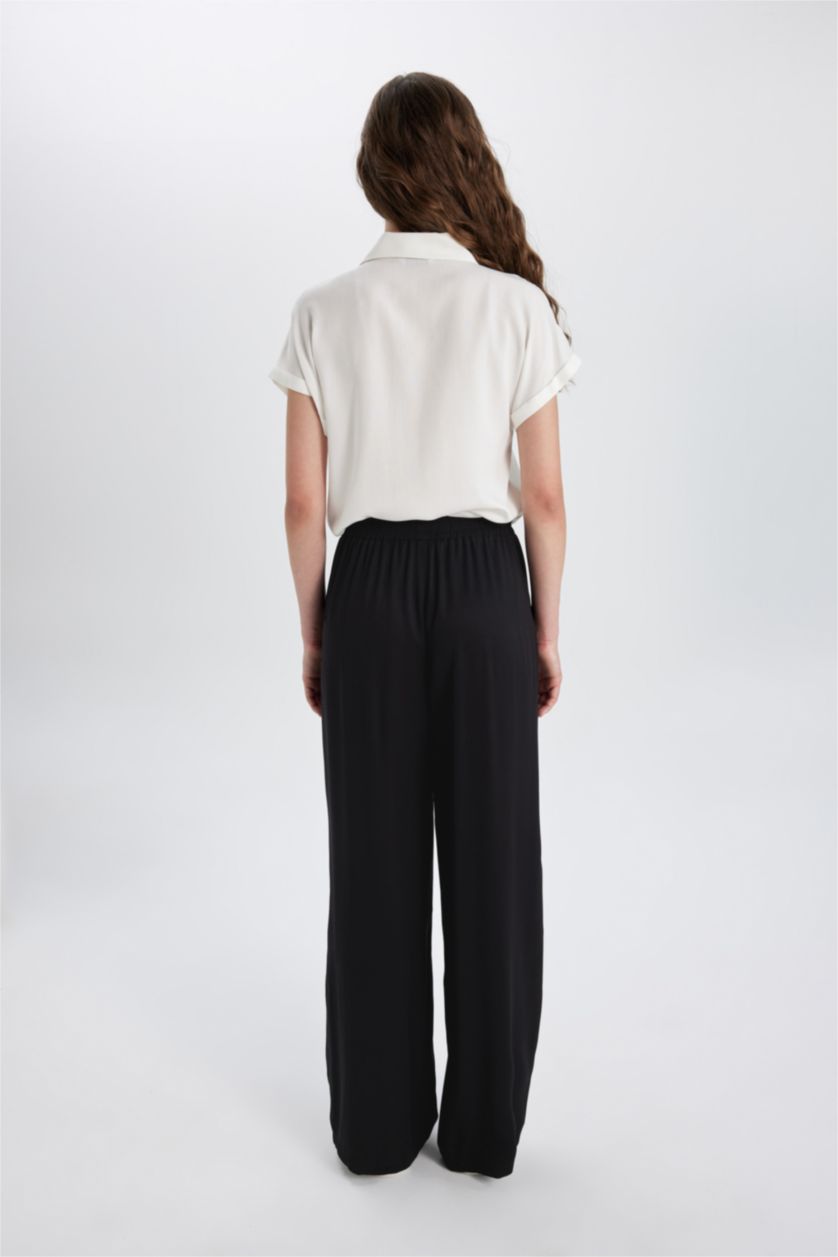 FEMME Noir Pantalon Viscose Avec Poches