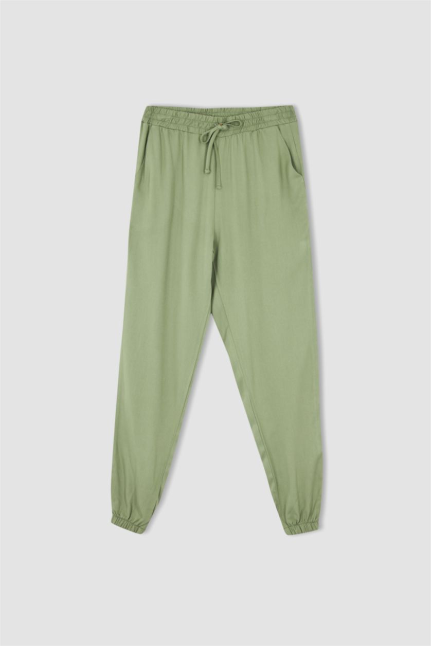 FEMME Bleu Pantalon Jogger Standard Fit Taille Normale Poche Viscose