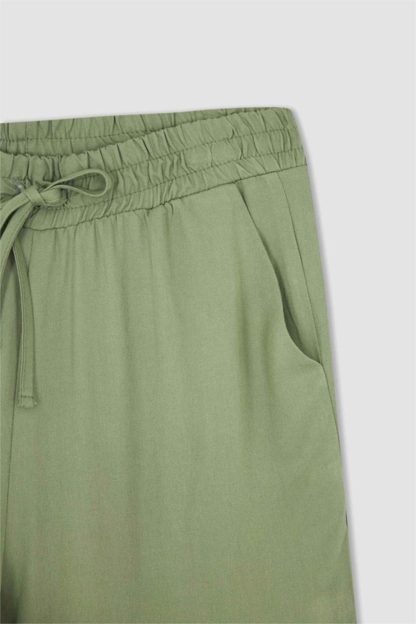 FEMME Bleu Pantalon Jogger Standard Fit Taille Normale Poche Viscose