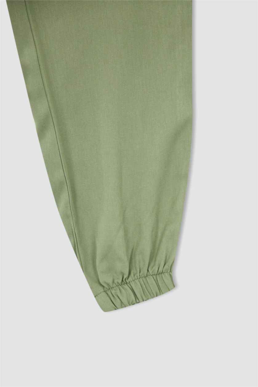 FEMME Bleu Pantalon Jogger Standard Fit Taille Normale Poche Viscose