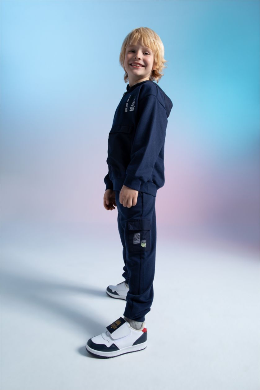 BOYS & TEENS Dark Blue Boys Cargo Pocket Tracksuit Bottoms